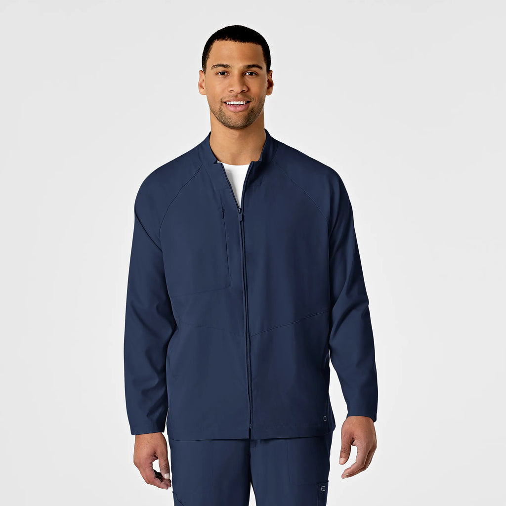 Wink Scrubs Men's Zip Front Warm Up Jacket Navy | scrub-supply.com