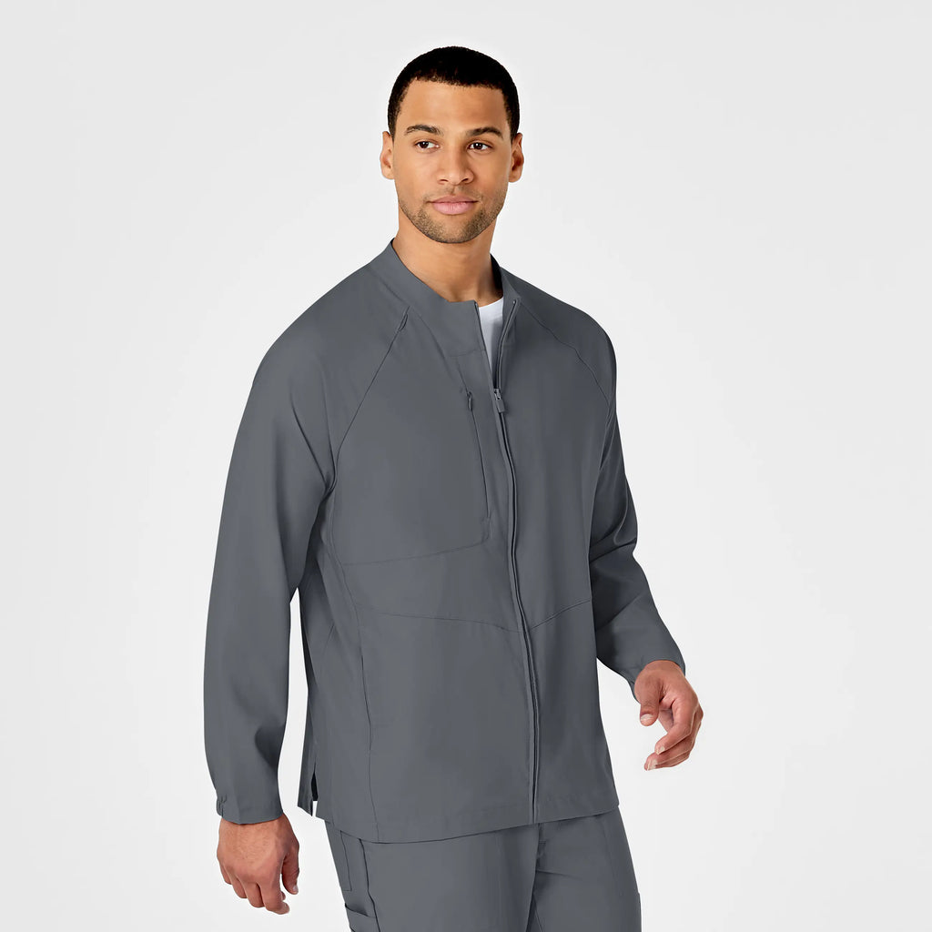 Wink Scrubs Men's Zip Front Warm Up Jacket Pewter | scrub-supply.com