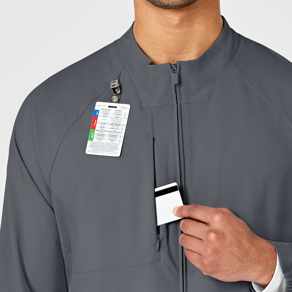 Wink Scrubs Men's Zip Front Warm Up Jacket Pewter | scrub-supply.com