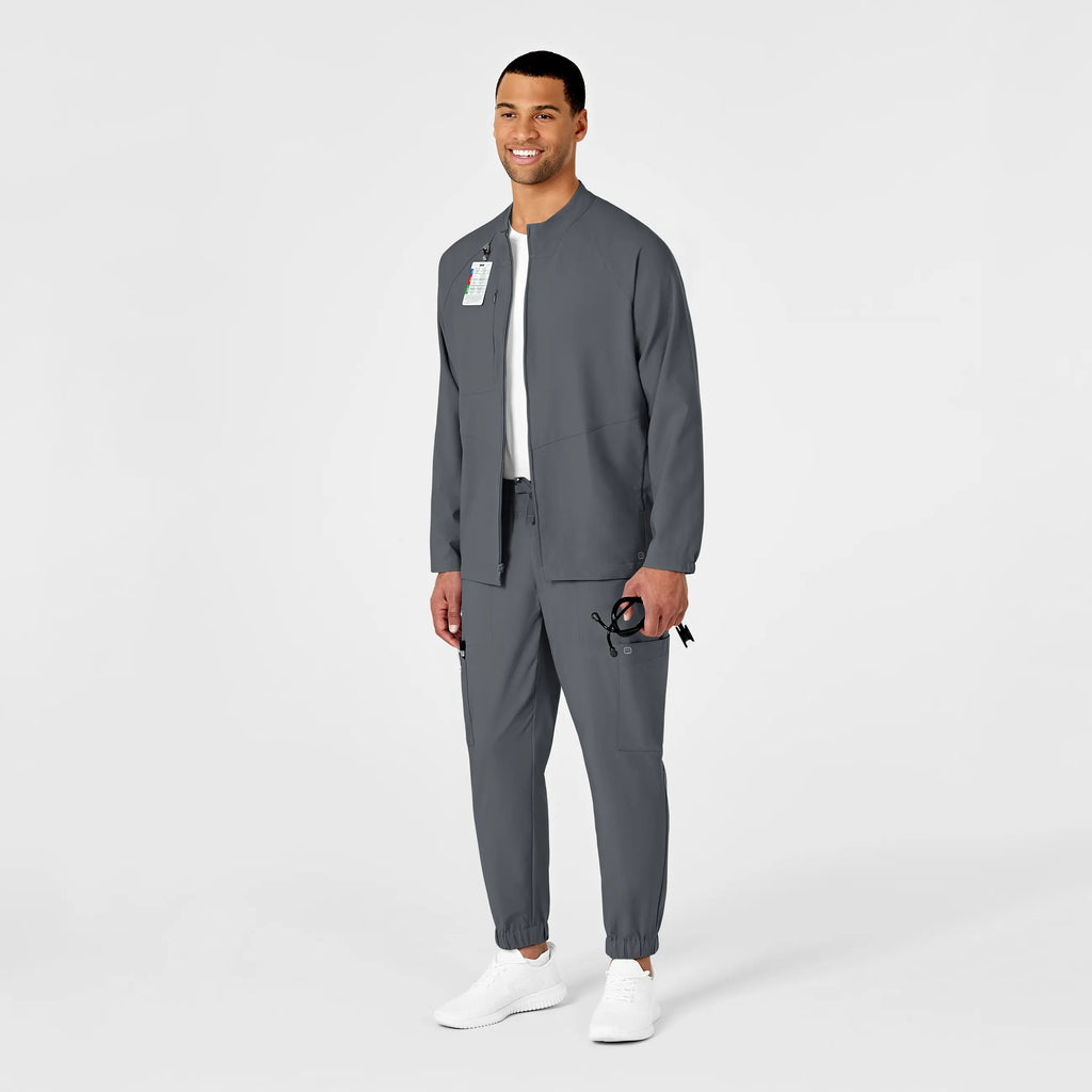 Wink Scrubs Men's Zip Front Warm Up Jacket Pewter | scrub-supply.com