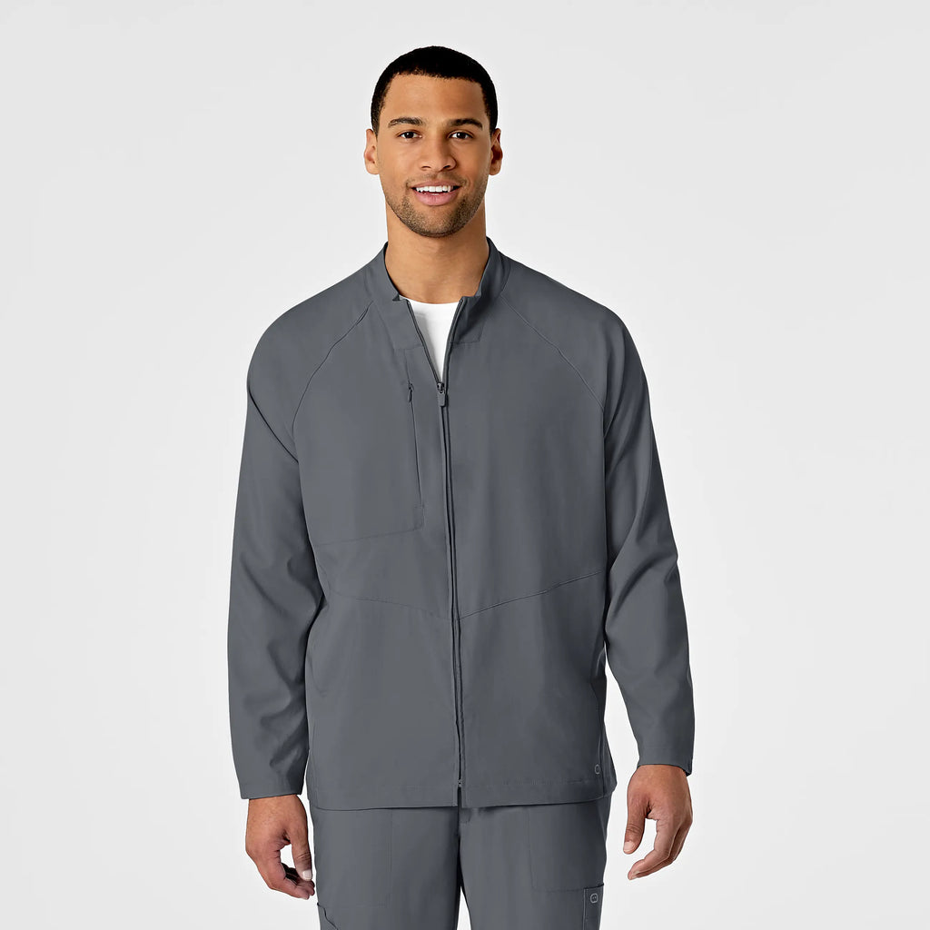 Wink Scrubs Men's Zip Front Warm Up Jacket Pewter | scrub-supply.com