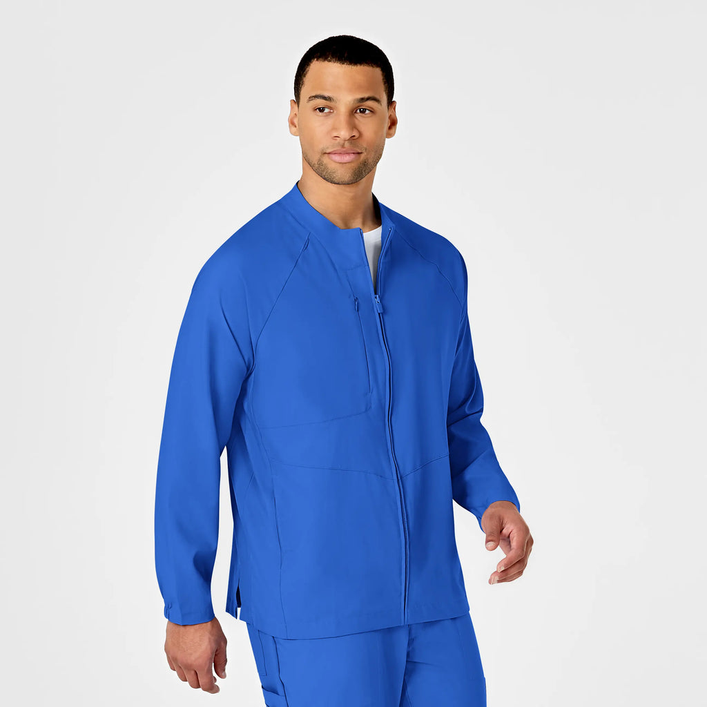 Wink Scrubs Men's Zip Front Warm Up Jacket Royal Blue | scrub-supply.com