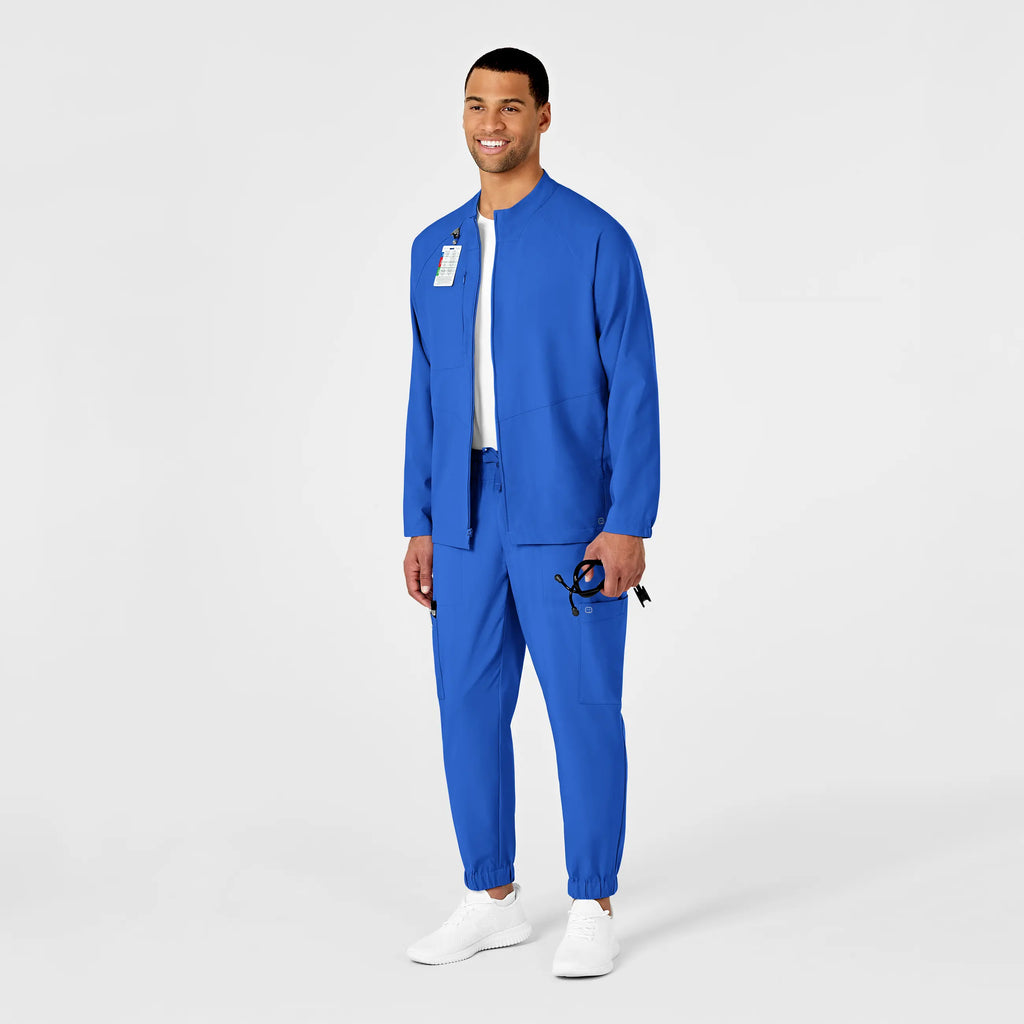 Wink Scrubs Men's Zip Front Warm Up Jacket Royal Blue | scrub-supply.com