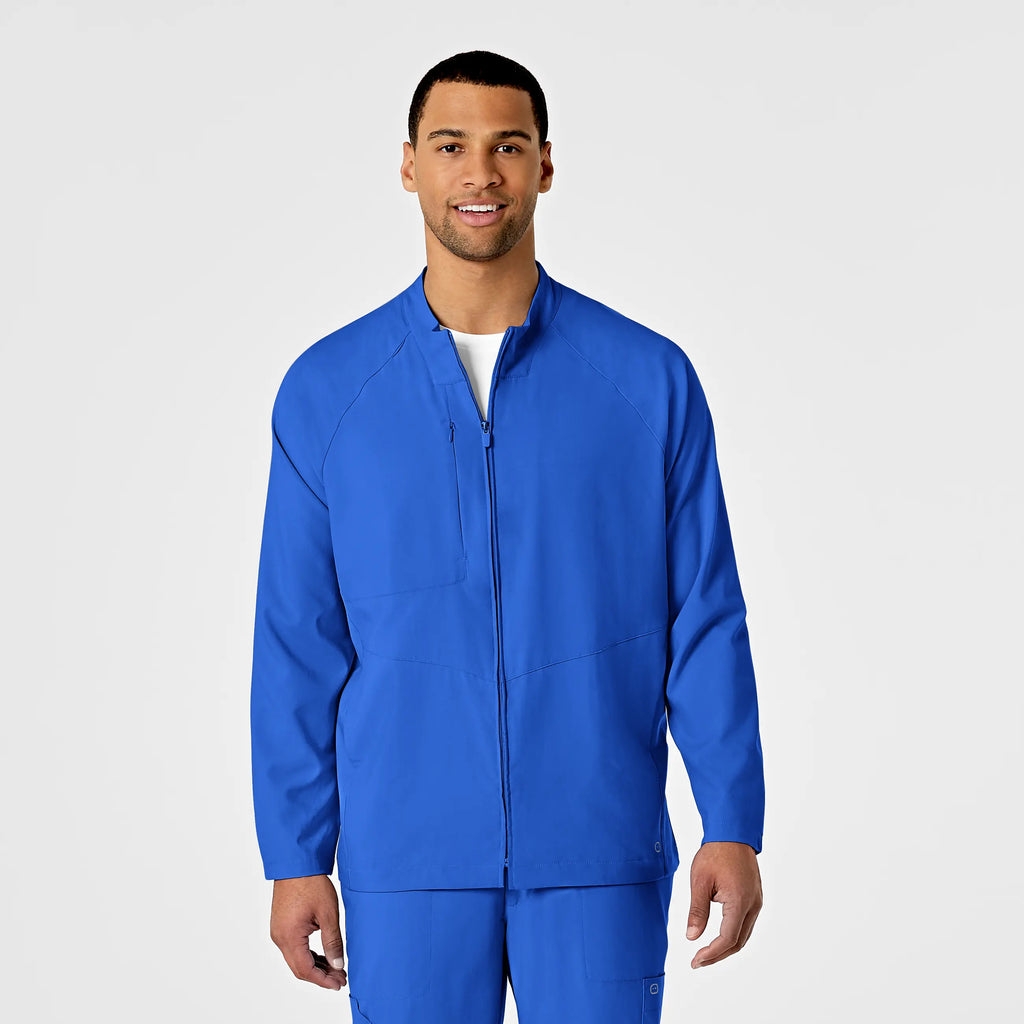 Wink Scrubs Men's Zip Front Warm Up Jacket Royal Blue | scrub-supply.com