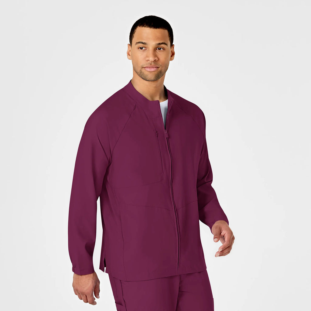 Wink Scrubs Men's Zip Front Warm Up Jacket Wine | scrub-supply.com