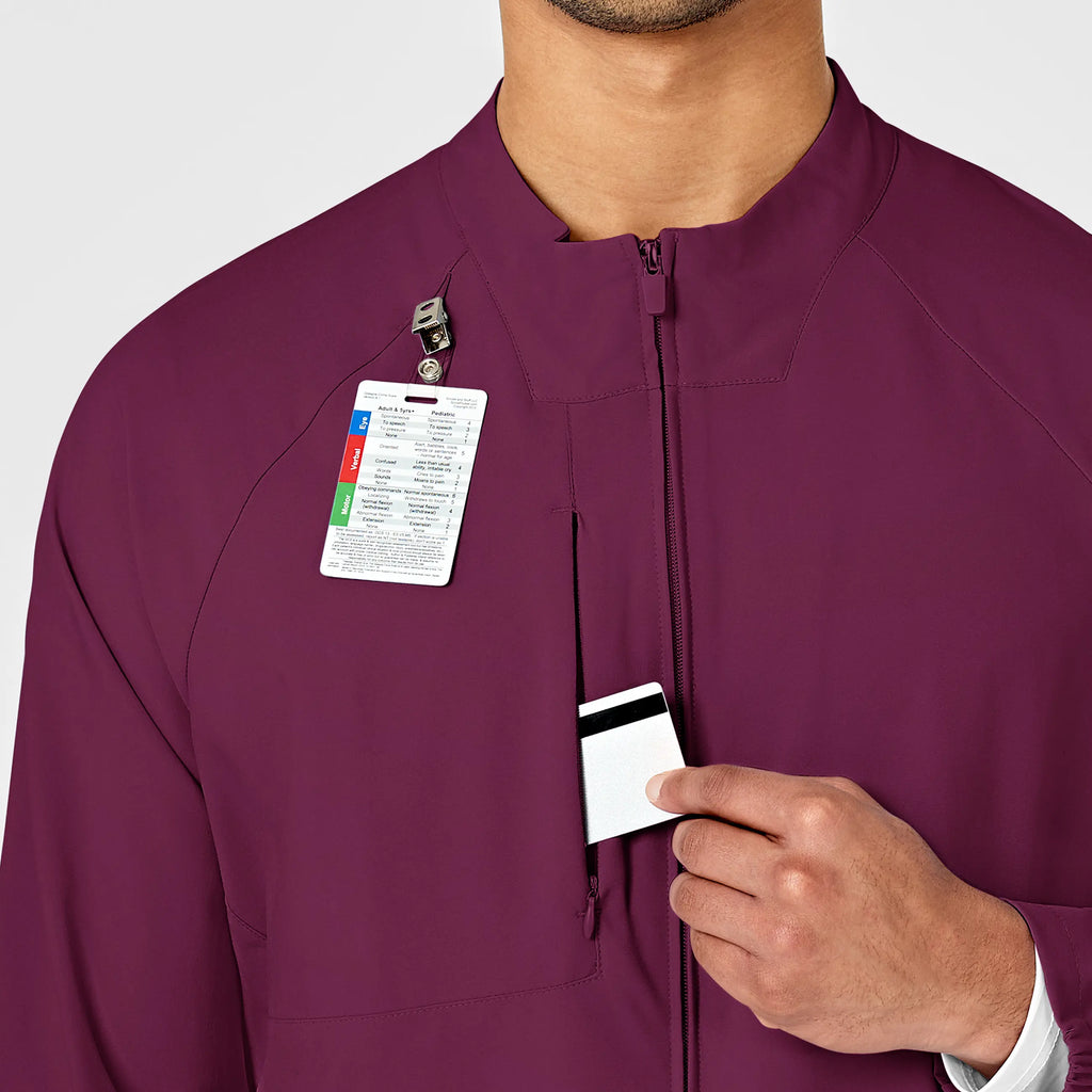 Wink Scrubs Men's Zip Front Warm Up Jacket Wine | scrub-supply.com