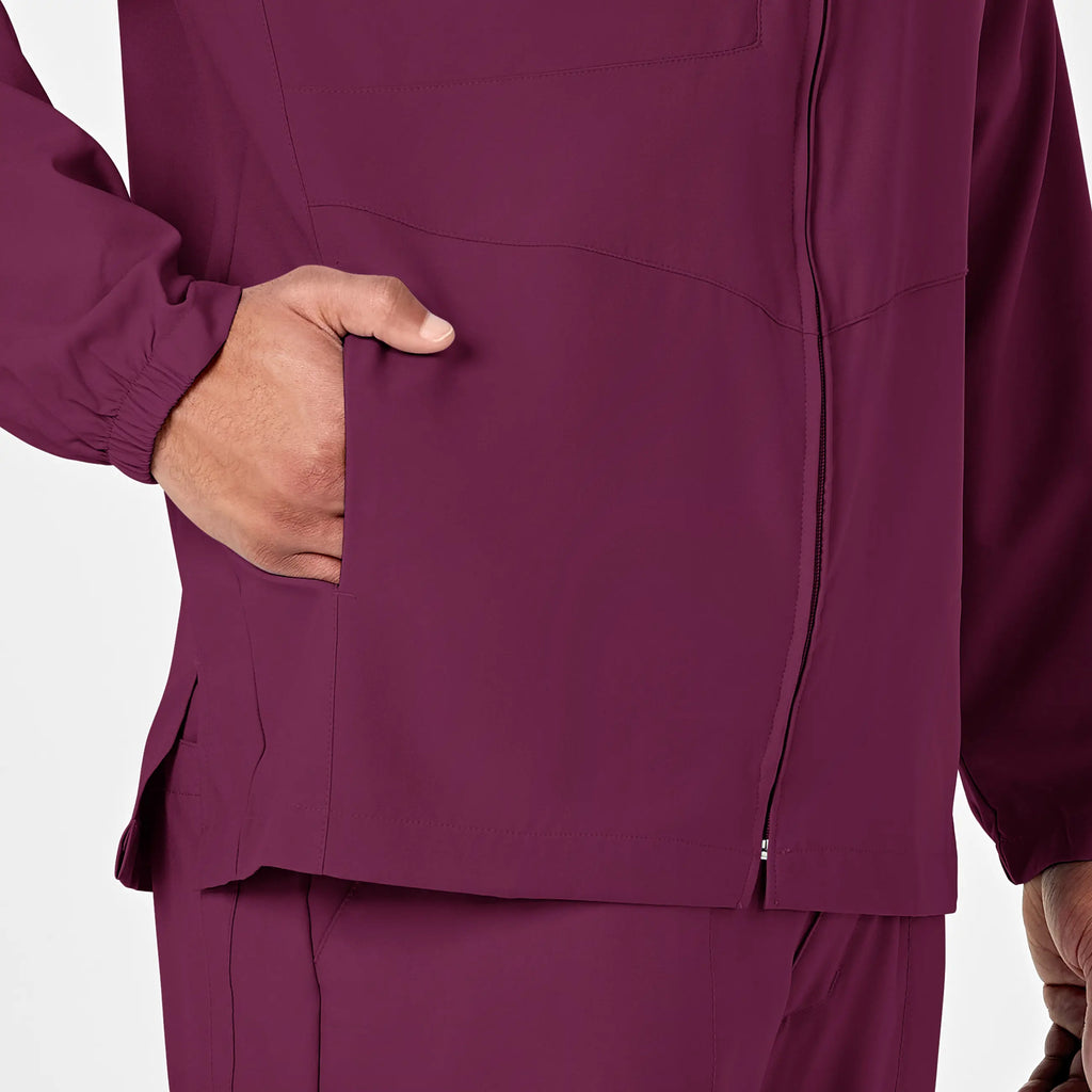 Wink Scrubs Men's Zip Front Warm Up Jacket Wine | scrub-supply.com