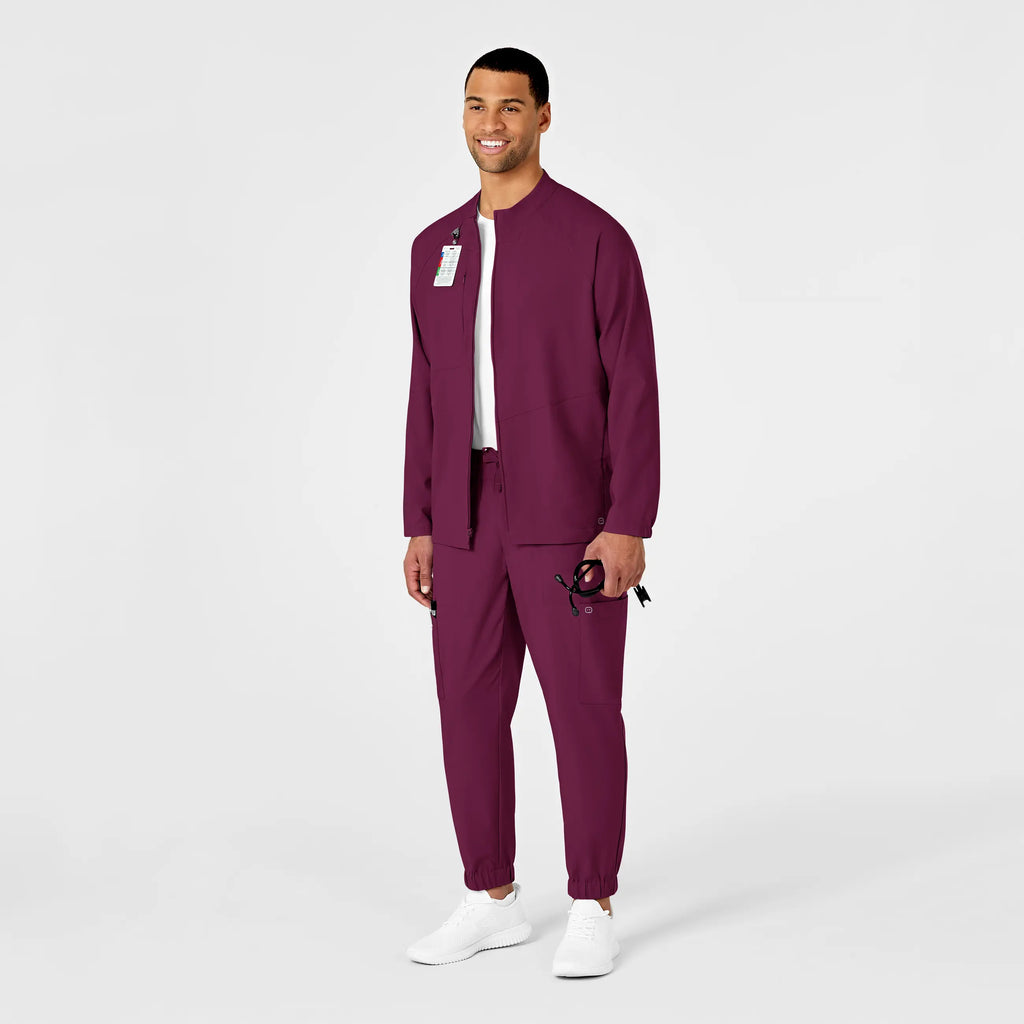 Wink Scrubs Men's Zip Front Warm Up Jacket Wine | scrub-supply.com