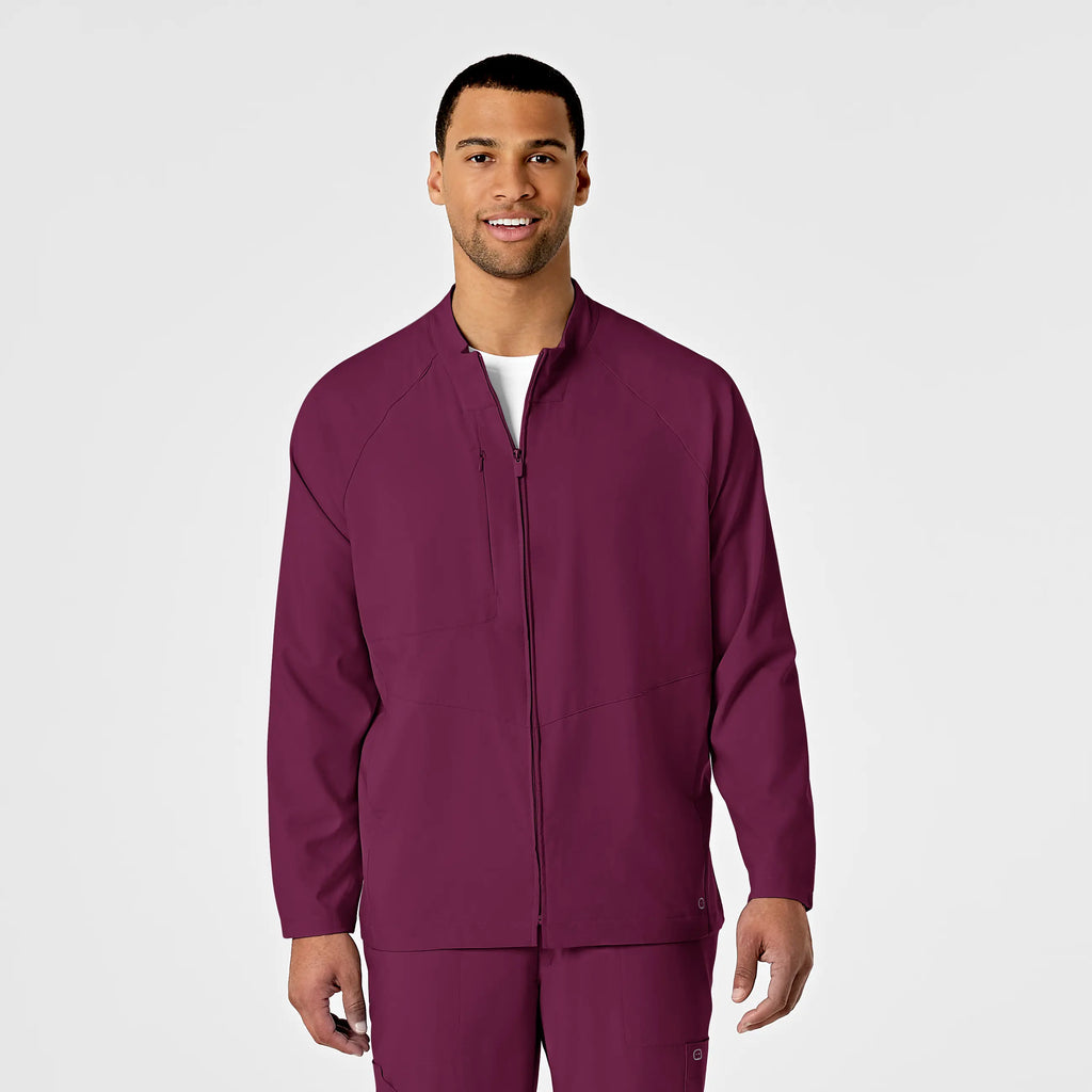 Wink Scrubs Men's Zip Front Warm Up Jacket Wine | scrub-supply.com