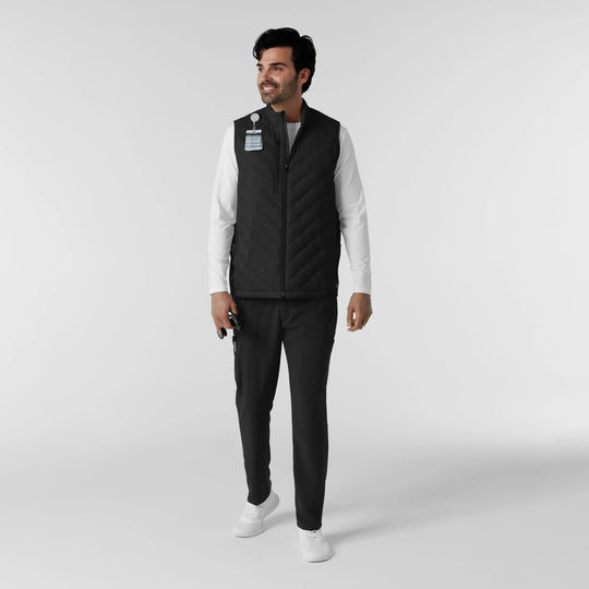 Wink Scrubs Men's Quilted Scrub Vest Black | scrub-supply.com