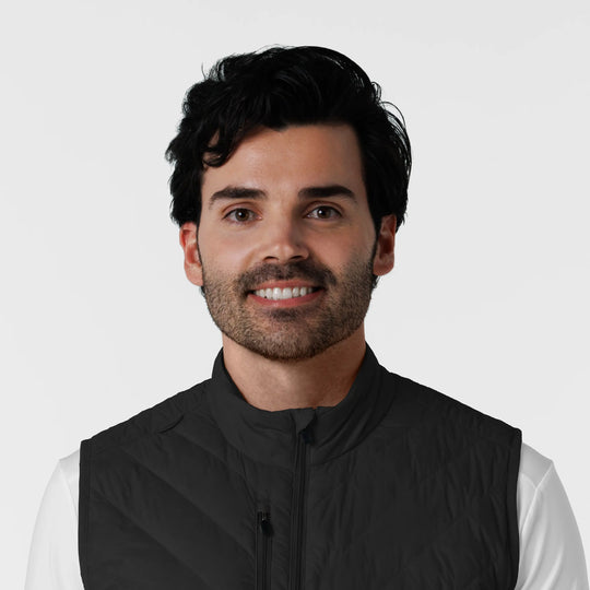 Wink Scrubs Men's Quilted Scrub Vest Black | scrub-supply.com