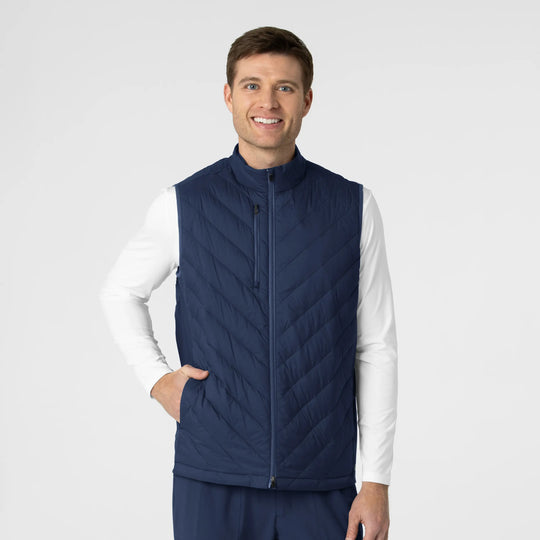 Wink Scrubs Men's Quilted Scrub Vest Navy | scrub-supply.com