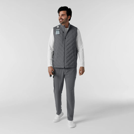 Wink Scrubs Men's Quilted Scrub Vest Pewter | scrub-supply.com