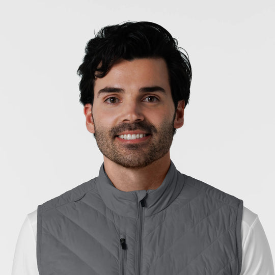 Wink Scrubs Men's Quilted Scrub Vest Pewter | scrub-supply.com