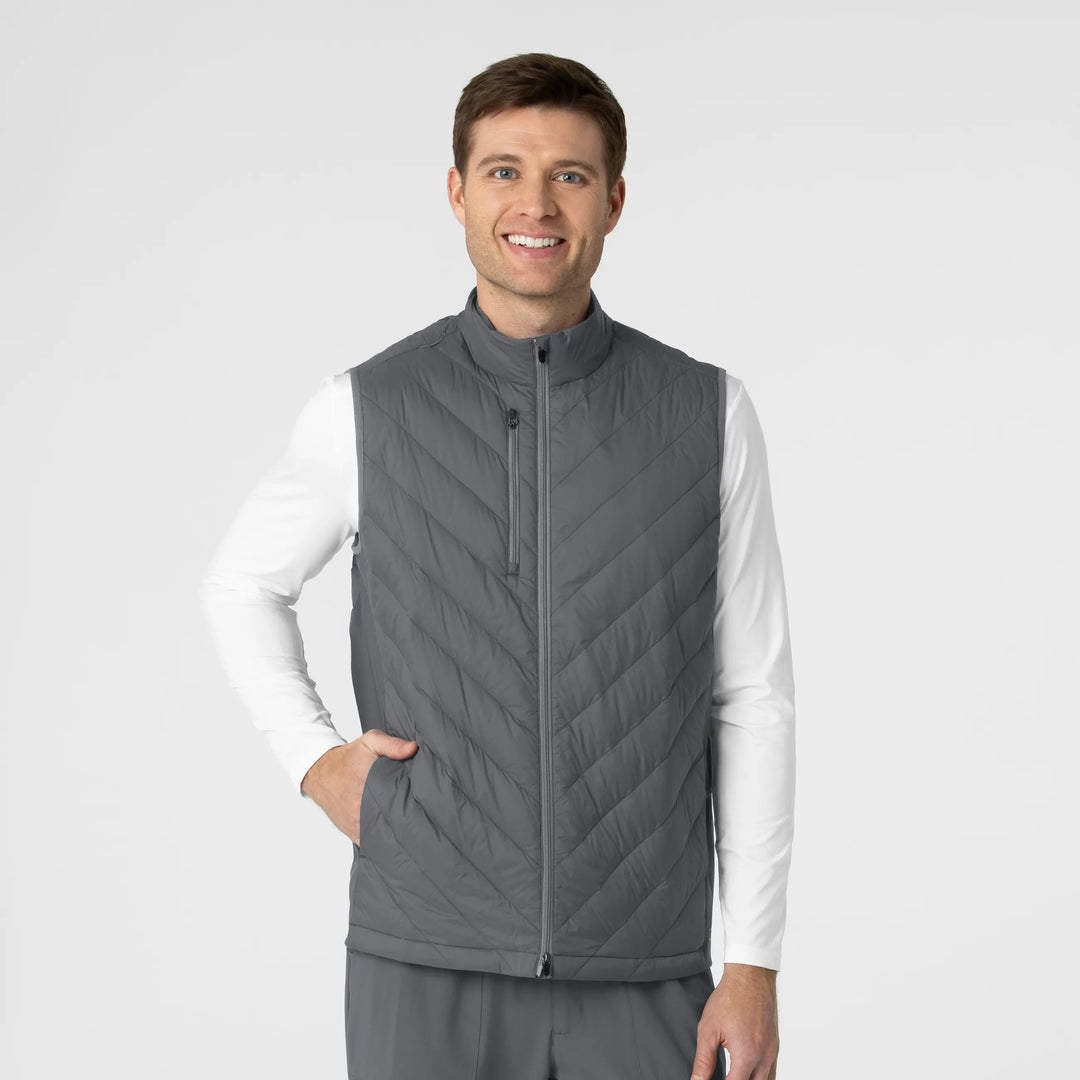 Wink Scrubs Men's Quilted Scrub Vest Pewter | scrub-supply.com