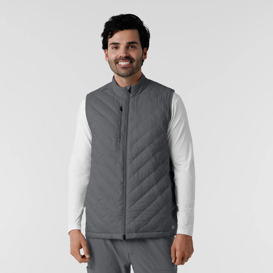 Wink Scrubs Men's Quilted Scrub Vest Pewter | scrub-supply.com