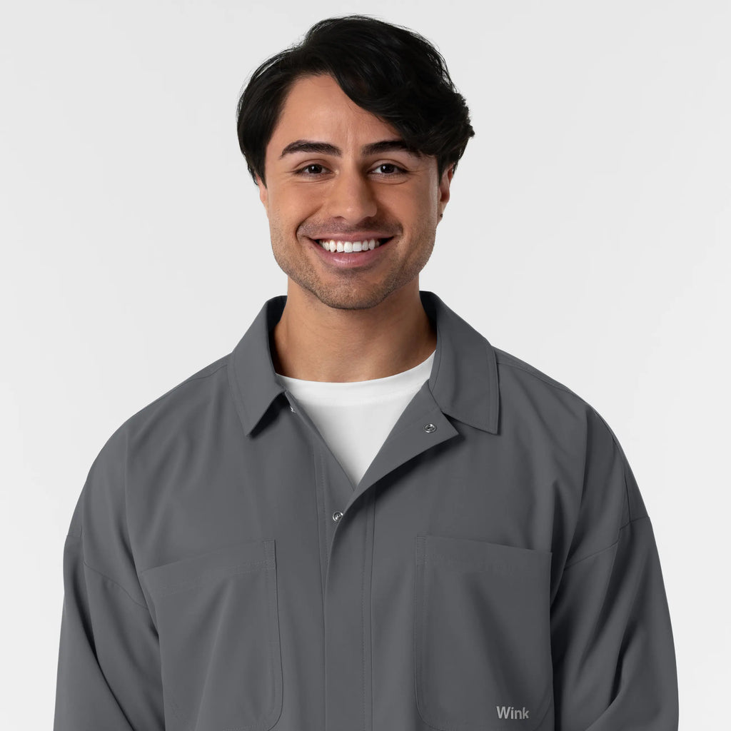 Wink Scrubs Men's Men’s Scrub Shirt Jacket Pewter | scrub-supply.com