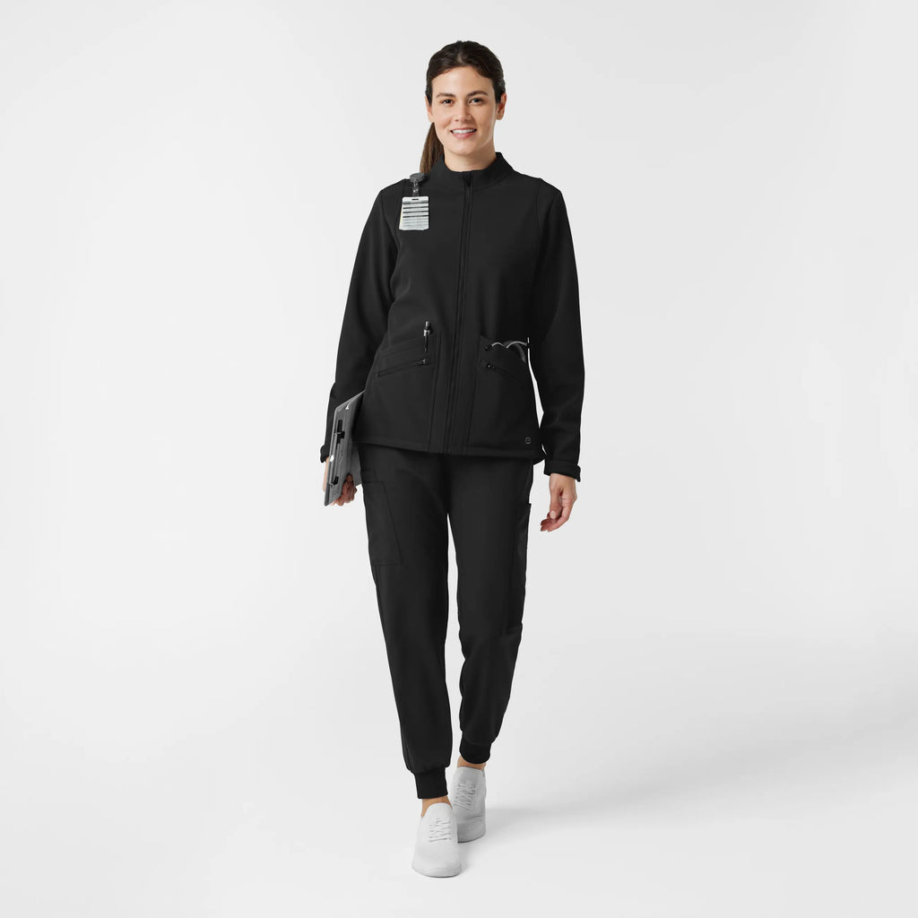 Wink Scrubs Women's Soft Shell Scrub Jacket Black | scrub-supply.com