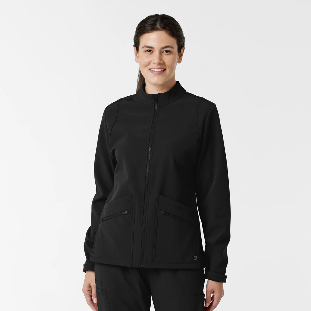 Wink Scrubs Women's Soft Shell Scrub Jacket Black | scrub-supply.com