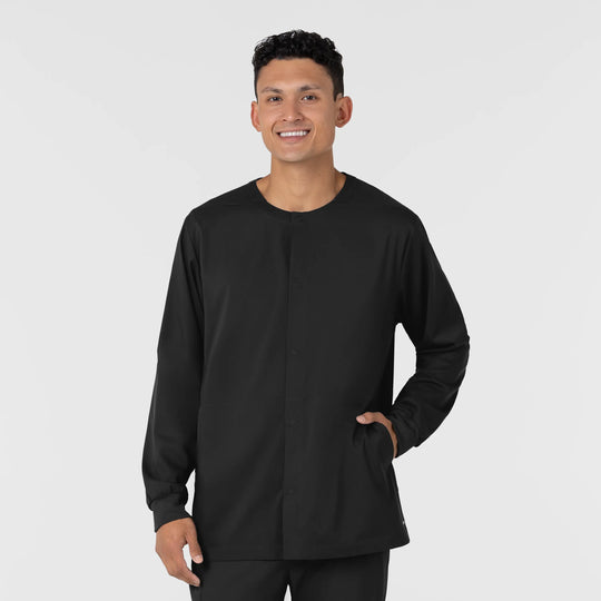 Wink Scrubs Men's Men’s Warm-Up Scrub Jacket Black | scrub-supply.com