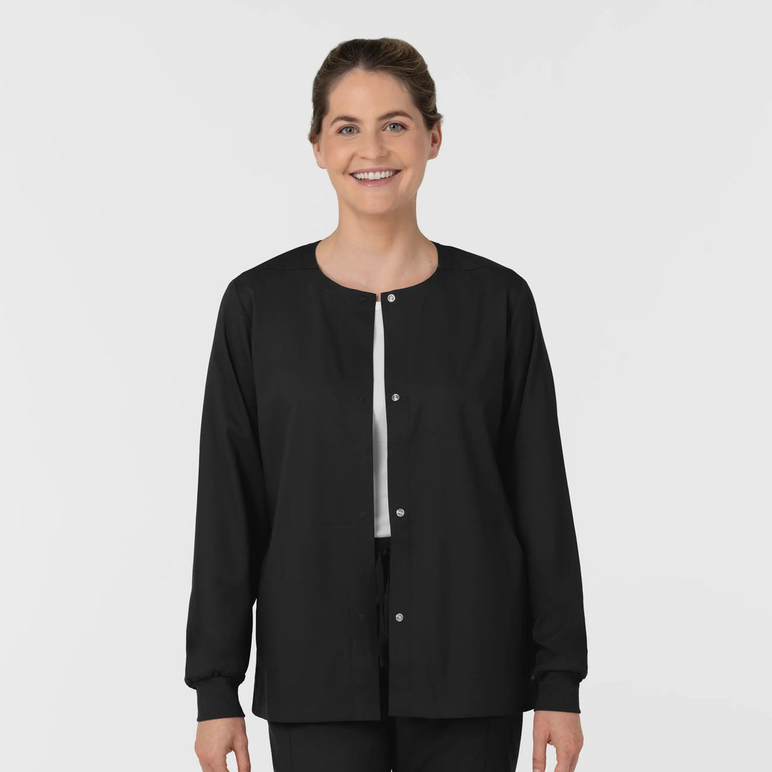 Wink Scrubs Women's Women’s Warm-Up Scrub Jacket Black | scrub-supply.com