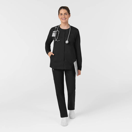 Wink Scrubs Women's Women’s Warm-Up Scrub Jacket Black | scrub-supply.com