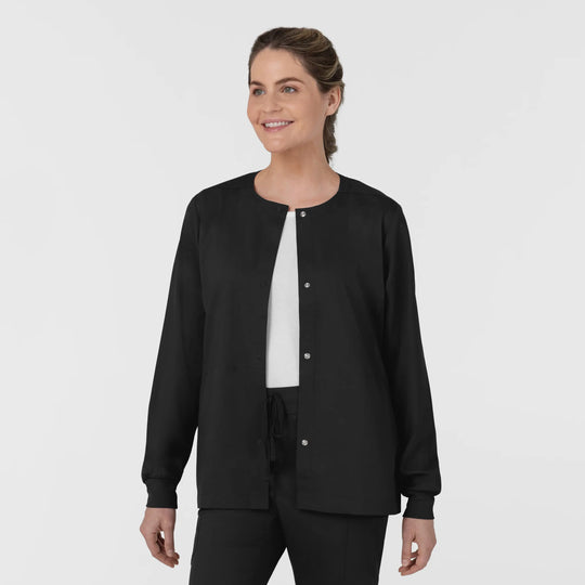 Wink Scrubs Women's Women’s Warm-Up Scrub Jacket Black | scrub-supply.com