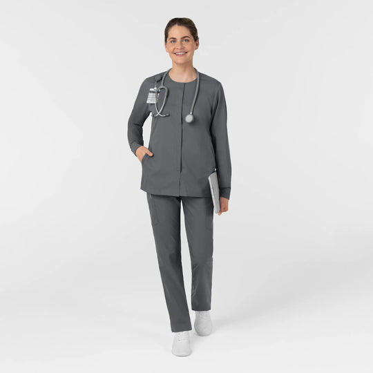 Wink Scrubs Women's Women’s Warm-Up Scrub Jacket Pewter | scrub-supply.com