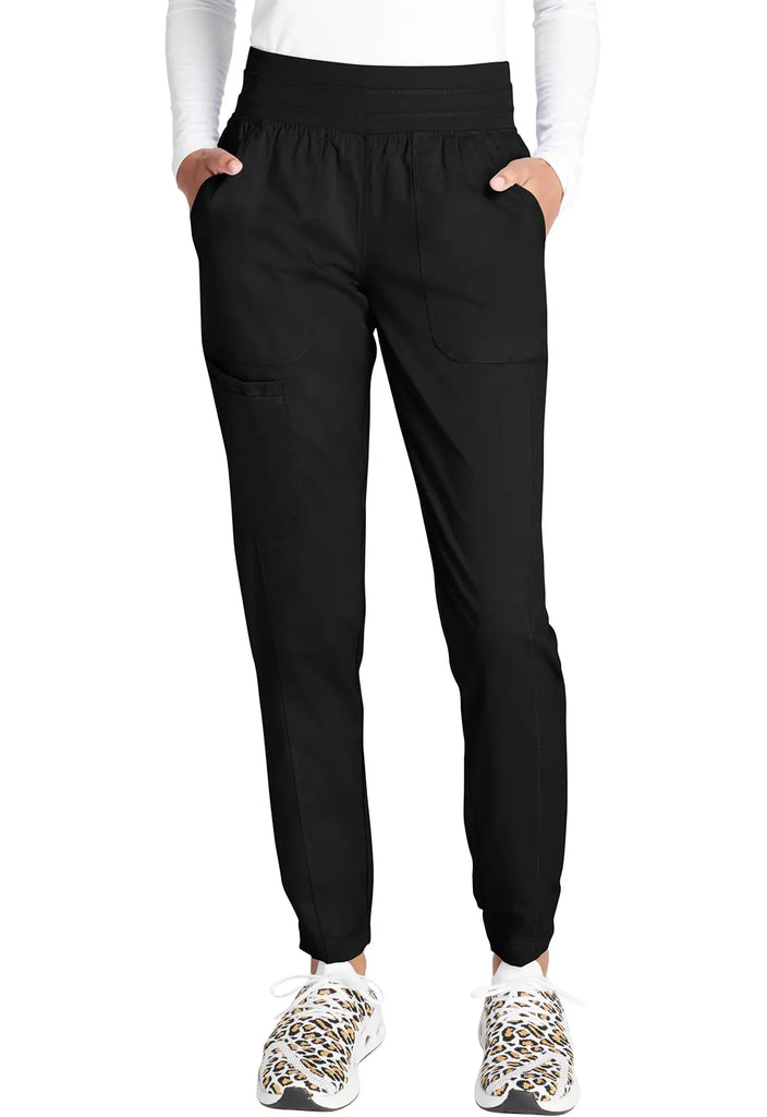 Cherokee Scrubs Women's Natural Rise Jogger Black | scrub-supply.com