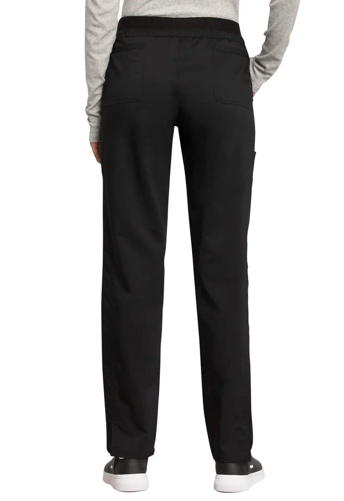 Cherokee Scrubs Mid Rise Tapered Leg Drawstring Pant Black | scrub-supply.com