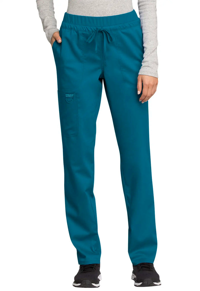 Cherokee Scrubs Women's Mid Rise Tapered Leg Drawstring Pant Caribbean Blue | scrub-supply.com