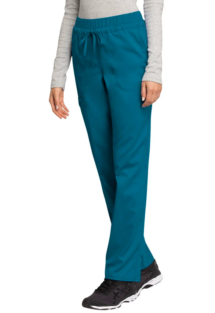 Cherokee Scrubs Women's Mid Rise Tapered Leg Drawstring Pant Caribbean Blue | scrub-supply.com