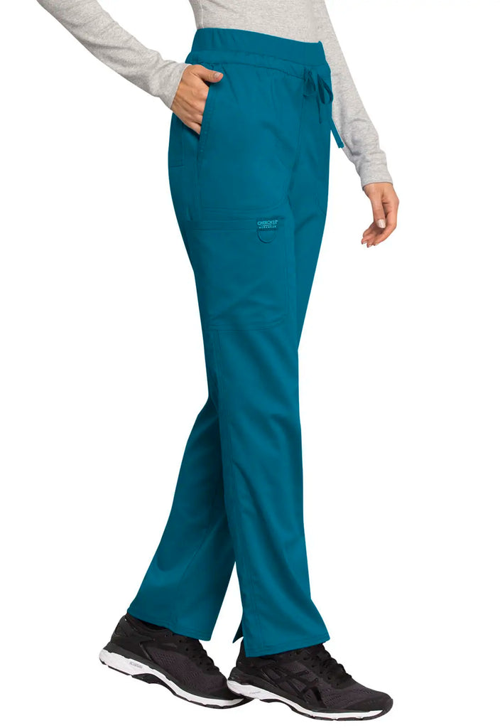 Cherokee Scrubs Women's Mid Rise Tapered Leg Drawstring Pant Caribbean Blue | scrub-supply.com