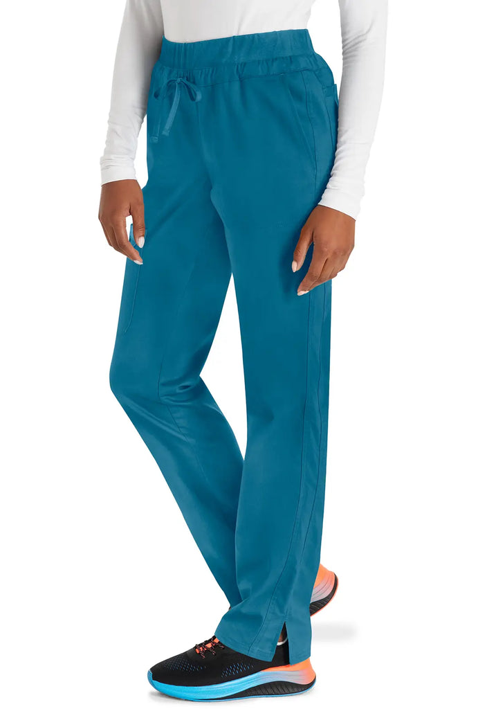 Cherokee Scrubs Women's Mid Rise Tapered Leg Drawstring Pant Caribbean Blue | scrub-supply.com