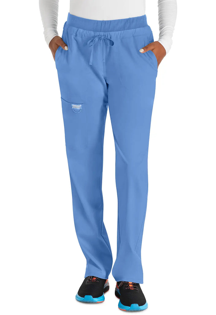 Cherokee Scrubs Women's Mid Rise Tapered Leg Drawstring Pant Ceil Blue | scrub-supply.com