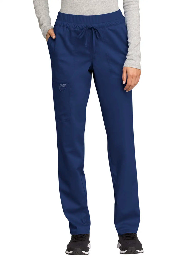 Cherokee Scrubs Women's Mid Rise Tapered Leg Drawstring Pant Navy | scrub-supply.com