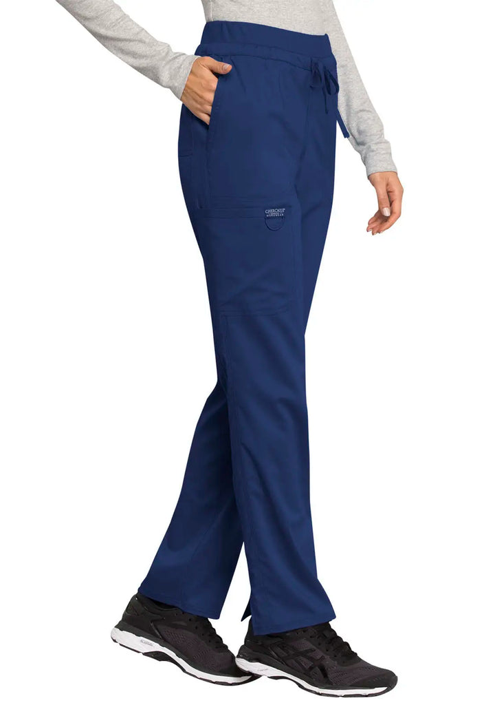 Cherokee Scrubs Women's Mid Rise Tapered Leg Drawstring Pant Navy | scrub-supply.com