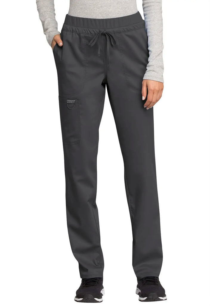 Cherokee Scrubs Mid Rise Tapered Leg Drawstring Pant Pewter | scrub-supply.com