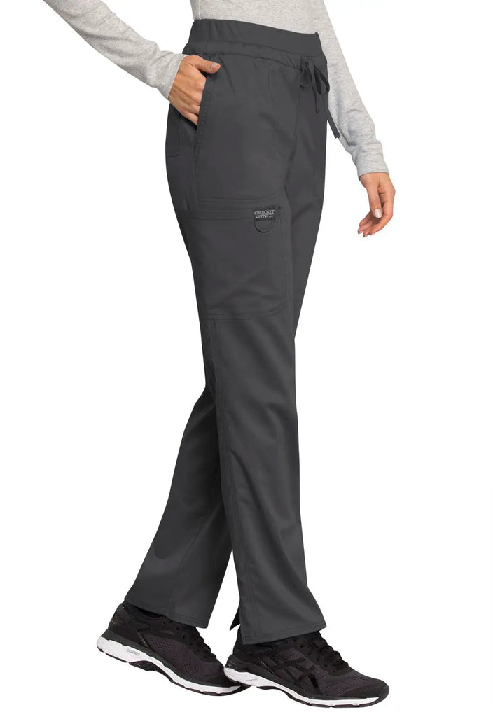 Cherokee Scrubs Women's Mid Rise Tapered Leg Drawstring Pant Pewter | scrub-supply.com