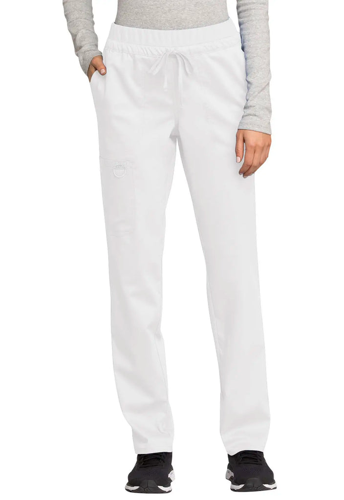 Cherokee Scrubs Mid Rise Tapered Leg Drawstring Pant White | scrub-supply.com