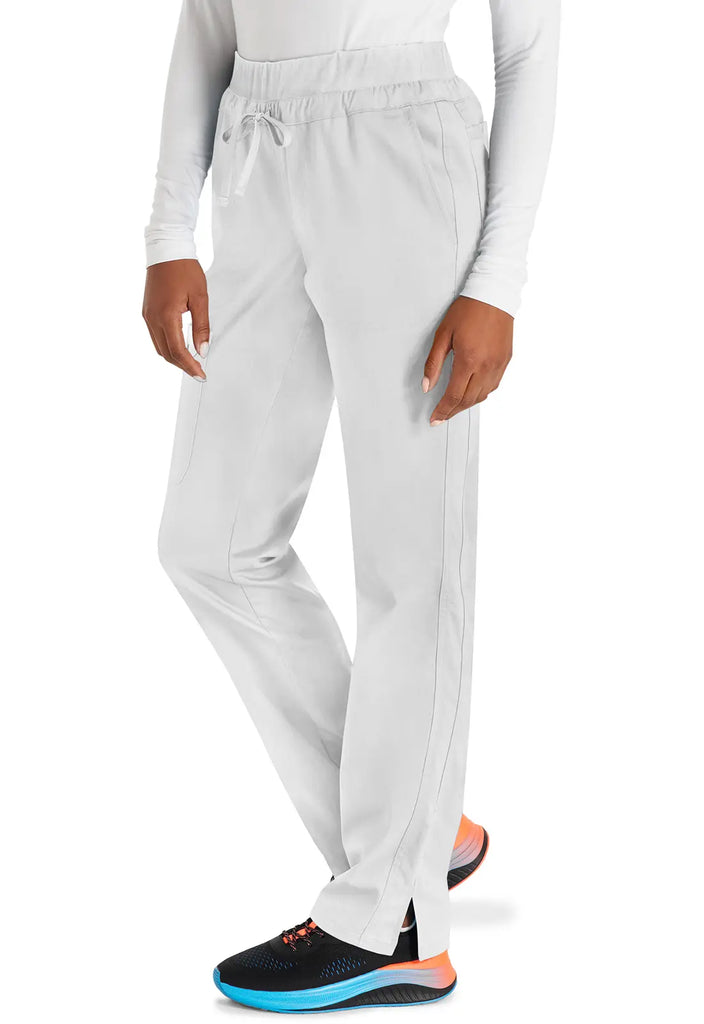 Cherokee Scrubs Women's Mid Rise Tapered Leg Drawstring Pant White | scrub-supply.com