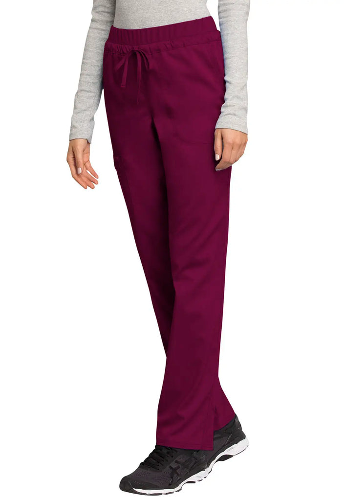 Cherokee Scrubs Women's Mid Rise Tapered Leg Drawstring Pant Wine | scrub-supply.com