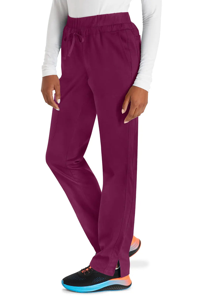 Cherokee Scrubs Women's Mid Rise Tapered Leg Drawstring Pant Wine | scrub-supply.com