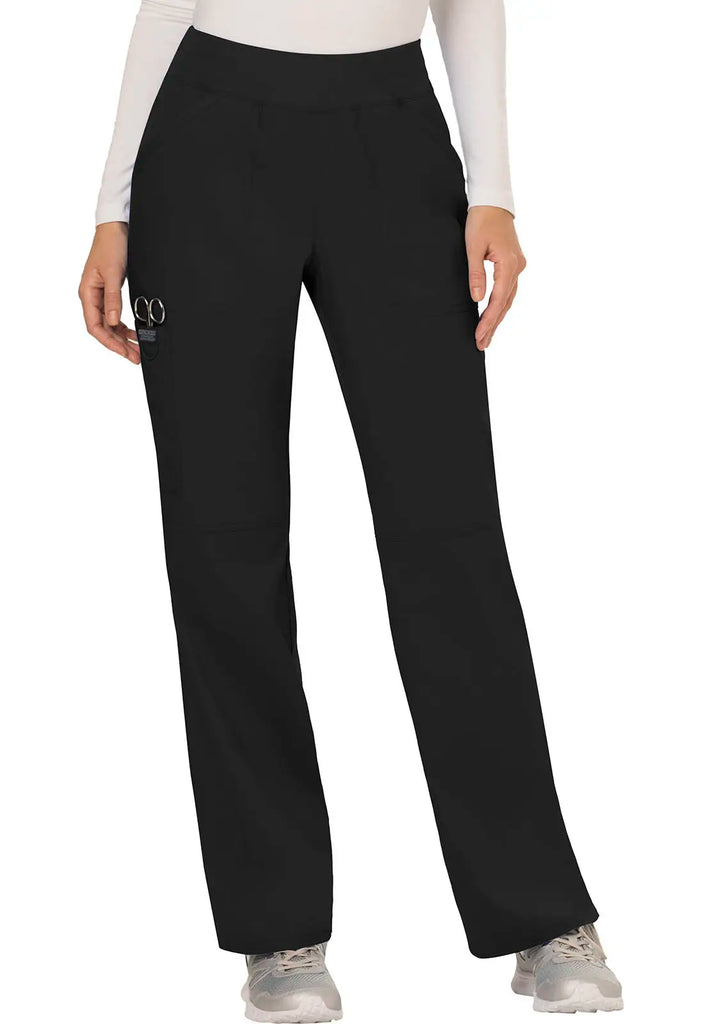 Cherokee Scrubs Mid Rise Straight Leg Pull-on Pant Black | scrub-supply.com