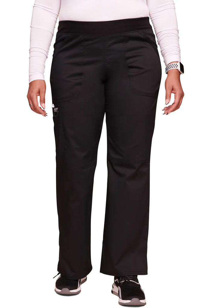 Cherokee Scrubs Mid Rise Straight Leg Pull-on Pant Black | scrub-supply.com