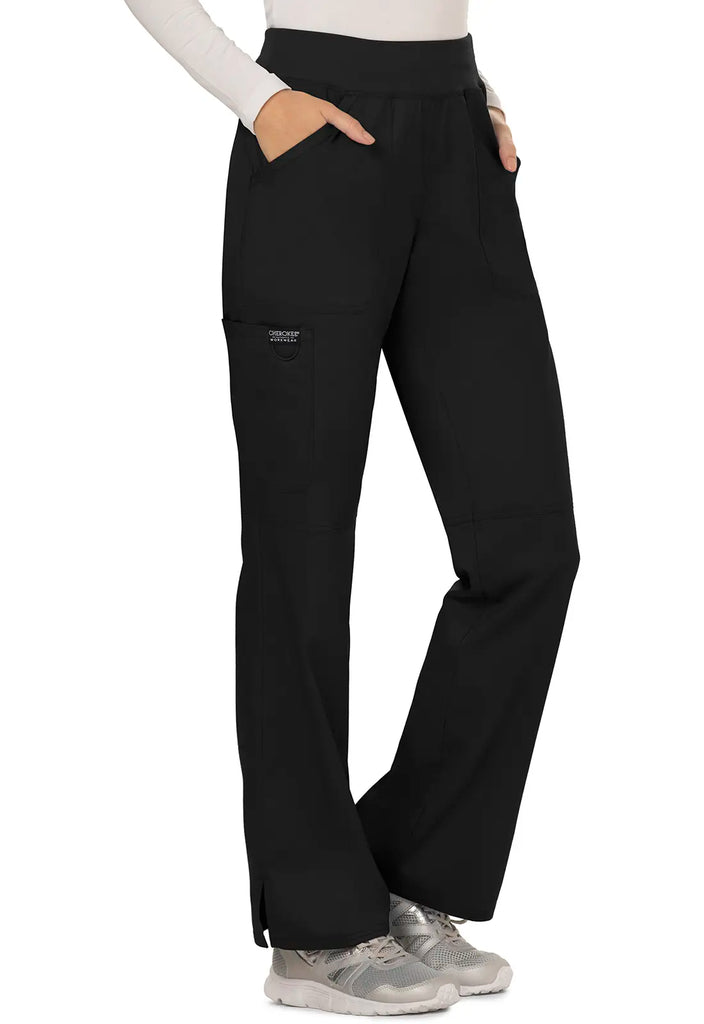 Cherokee Scrubs Women's Mid Rise Straight Leg Pull-on Pant Black | scrub-supply.com