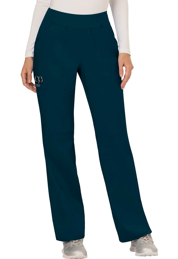 Cherokee Scrubs Women's Mid Rise Straight Leg Pull-on Pant Caribbean Blue | scrub-supply.com