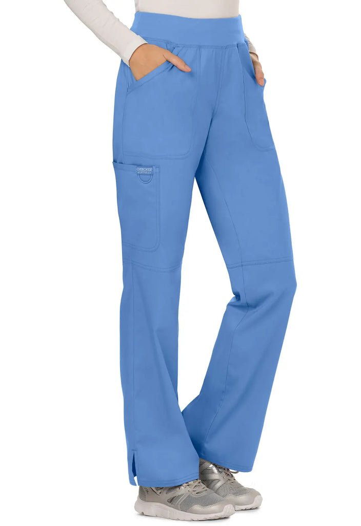 Cherokee Scrubs Women's Mid Rise Straight Leg Pull-on Pant Ceil Blue | scrub-supply.com