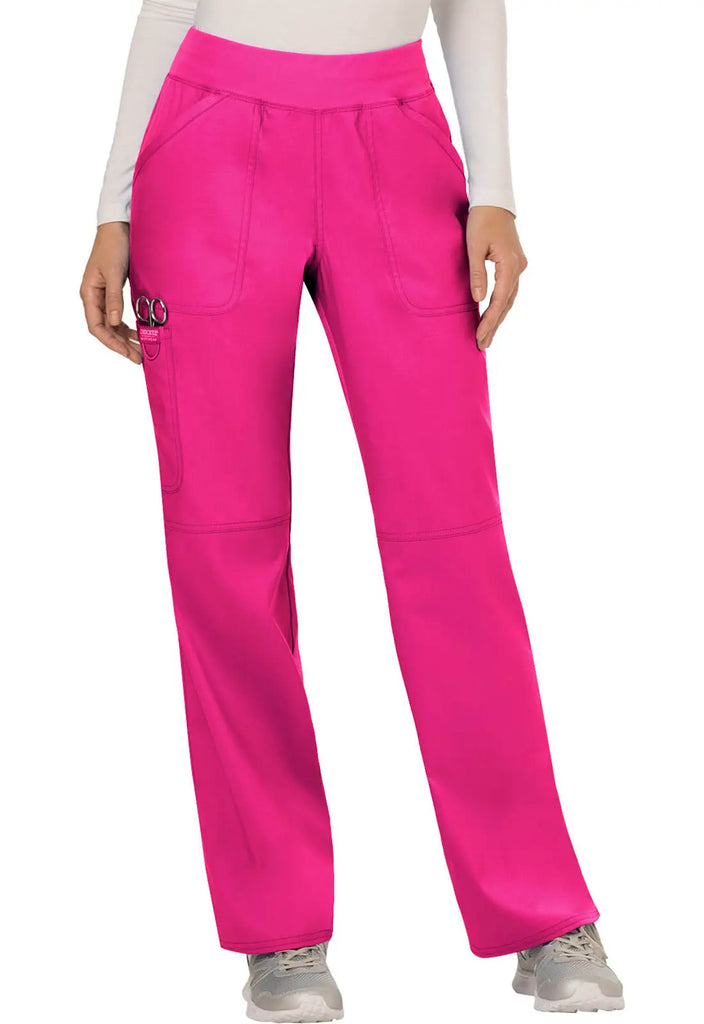 Cherokee Scrubs Mid Rise Straight Leg Pull-on Pant Electric Pink | scrub-supply.com