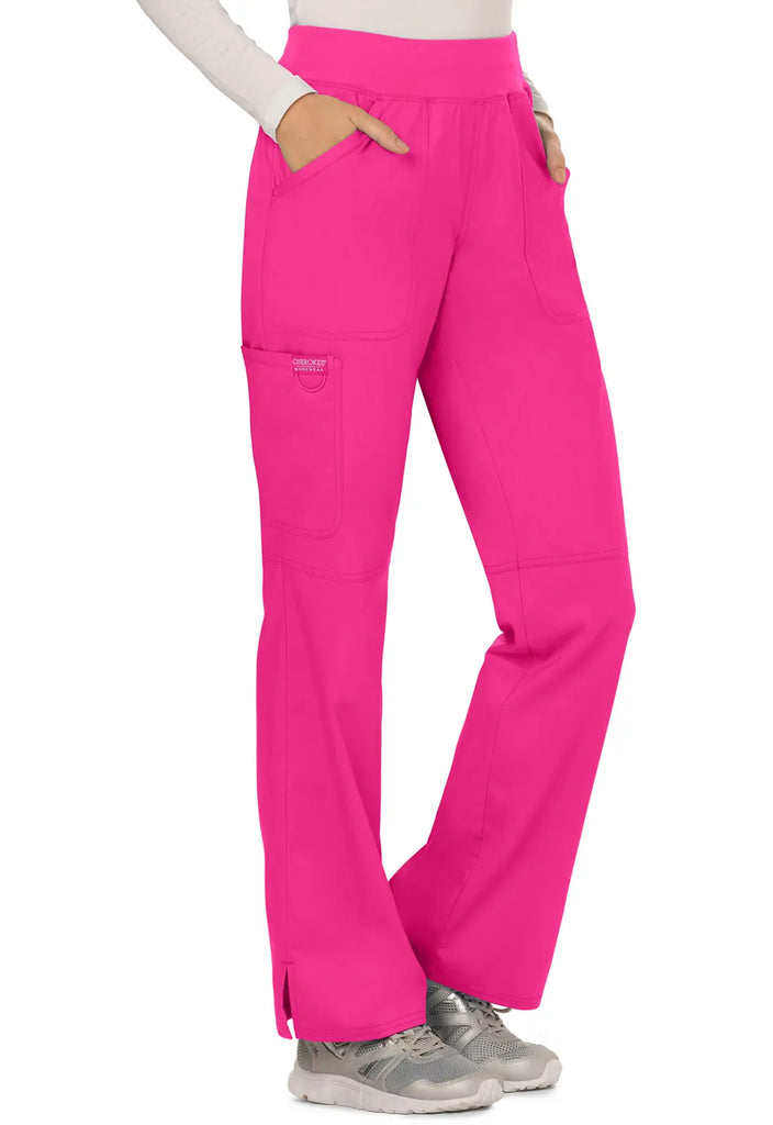 Cherokee Scrubs Women's Mid Rise Straight Leg Pull-on Pant Electric Pink | scrub-supply.com